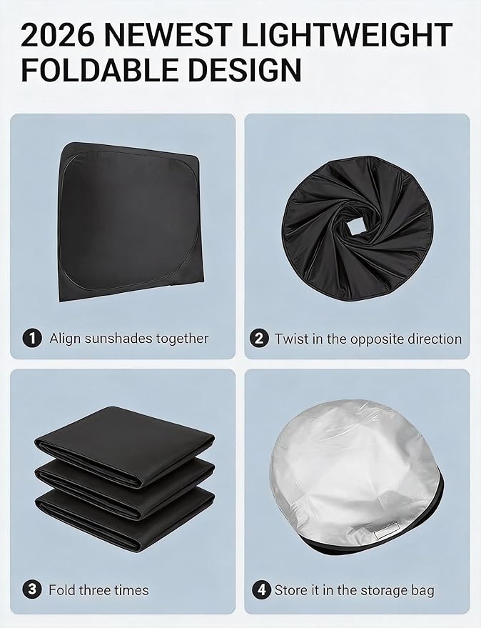 Proadsy 2026 Upgrade Front Windshield Sunshade Foldable Sun Shade Protector - Image 8