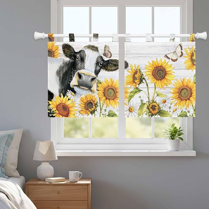 Retro Farmhouse Floral Kitchen Curtains 36 Inch Length, Small Window Curtains - Image 9