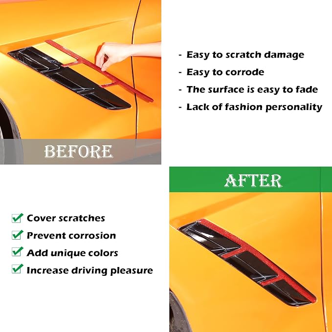 Real Carbon Fiber Car Fender Air Vent Trim Sticker - Image 2