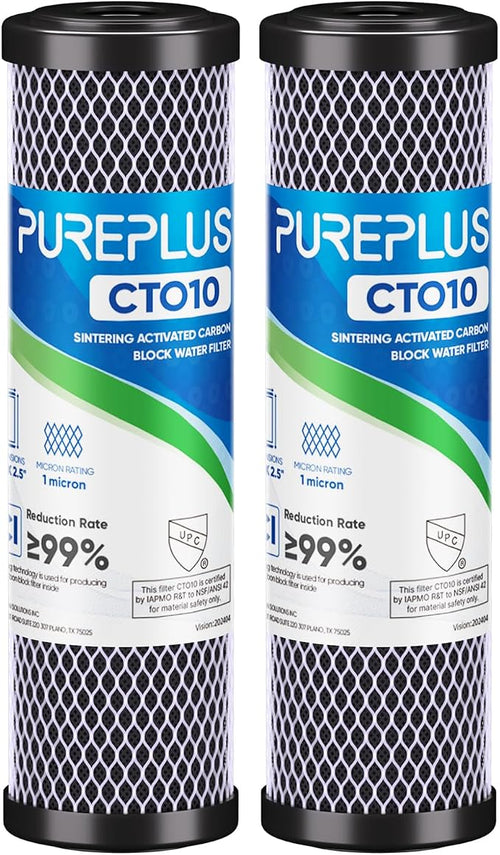 1 Micron 2.5" x 10" Whole House CTO Carbon Water Filter Cartridge Replacement by PUREPLUS