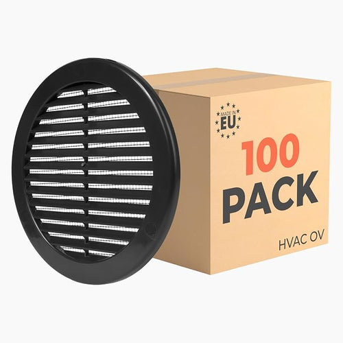 100-Pack 6" Round Air Vent Cover – Black Plastic Soffit Air Vent Deflector by HVACOV