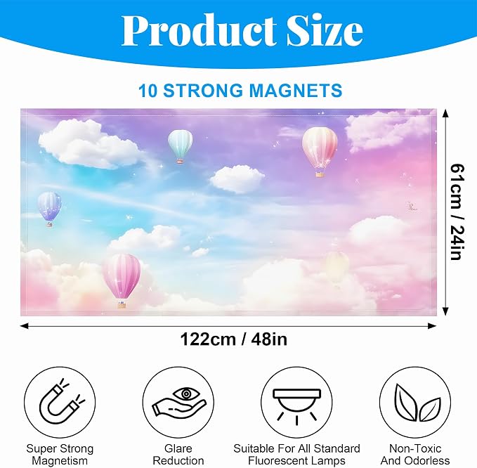 Fluorescent Light Covers-2 Pack 4 x 2 Feet Magnetic Ceiling Light Cover Room - Image 2