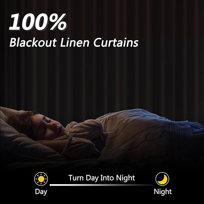 Guken White 100% Blackout Curtains 105 Inch Length 2 Panels Set for Living Room Bedroom Back Tab Thermal Insulated Black Out Drapes Room Darkening Window Curtains 52x105