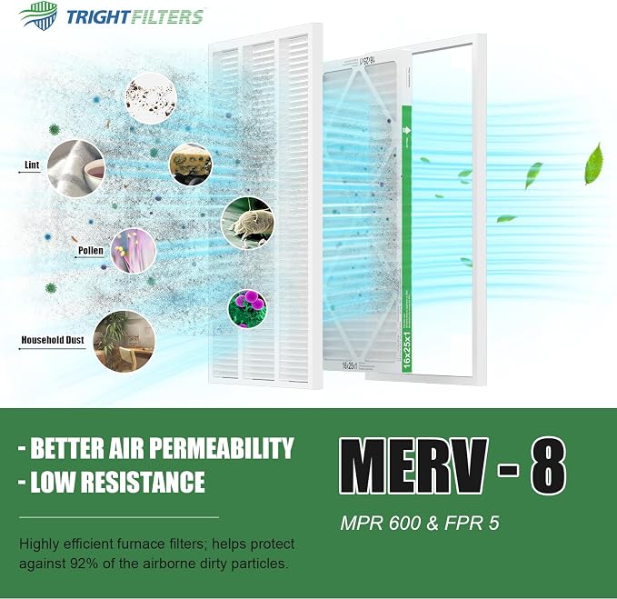 16x25x1 Air Filter 6 Pack, Durable MERV 8 Pleated Home HVAC AC Furnace Filters - Image 5