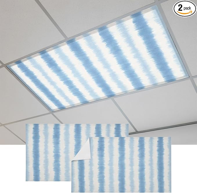 Fluorescent Light Covers for Drop Ceiling Vertical Halation Blue White Striped by Unknown