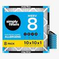 Simply 10x10x1 Air Filter, MERV 8, 8 Pack, by SimplyFilters