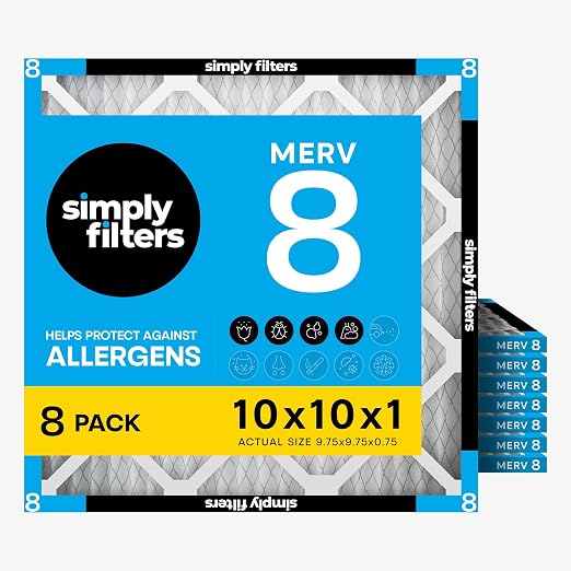 Simply 10x10x1 Air Filter, MERV 8, 8 Pack, by SimplyFilters