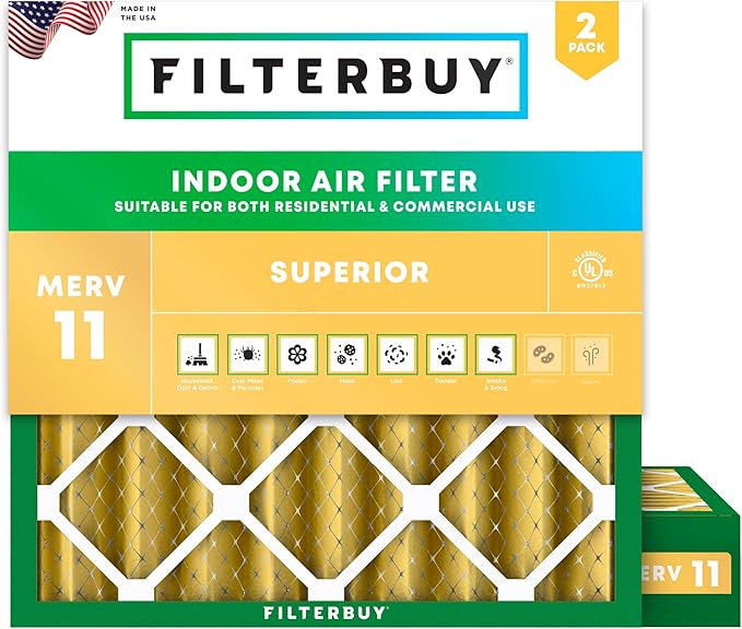 Filterbuy 25x25x4 Air Filter MERV 11 Superior Pet & Allergy Defense, by Filterbuy