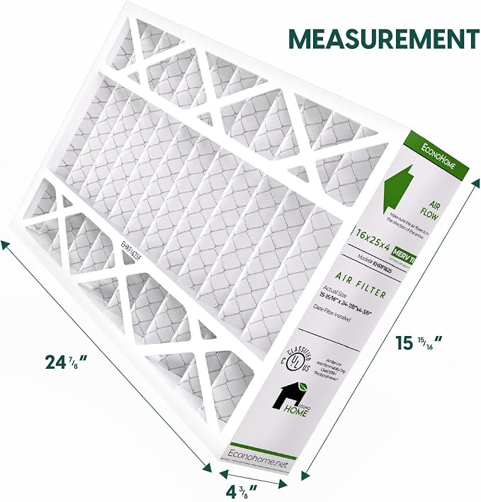 EconoHome 16x25x4 AC Furnace Pleated Air Filter MERV 11 Replacement – Allergen - Image 3