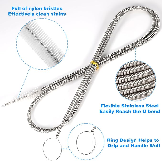 Ixiaoyoo Cleaning Brushes Set, 10 Pieces 8 Inch Nylon Tube Brush + 60 Inch - Image 4