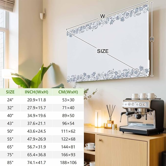 Ethnic Minimalist Garden Botanical Art Indoor TV Cover, Elastic TV Screen - Image 3