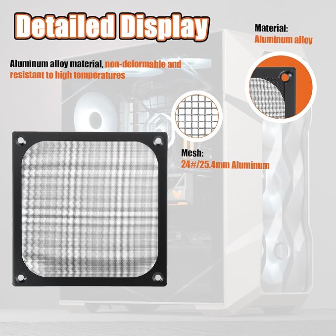 4Pack 120 x 120mm Computer Fan Filter Grills Dust Mesh Magnetic Frame PC Case - Image 3