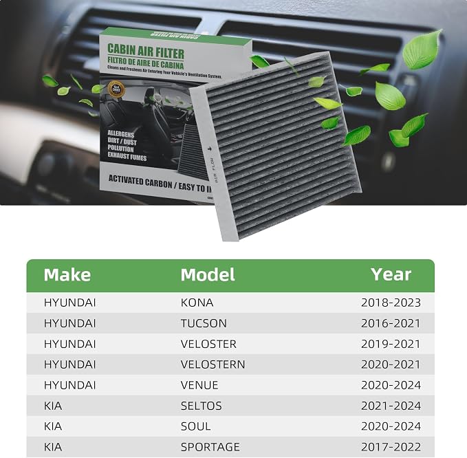 CF12160 Cabin Air Filter With Activated Carbon Compatible with Hyundai Kona - Image 6