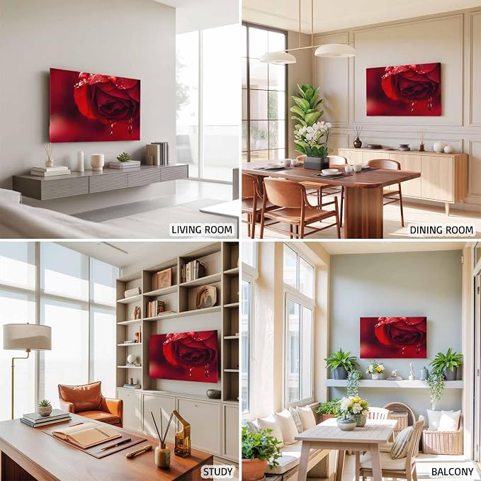 Red Rose Flower Water Droplets Indoor TV Cover, Elastic TV Screen Protector - Image 5