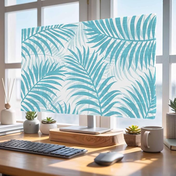Summer Palm Leaf Blue Indoor TV Cover, Elastic TV Screen Protector Forest - Image 4