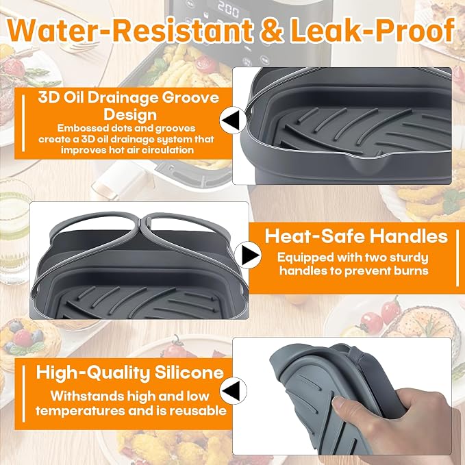 2-Pack Universal Silicone Air Fryer Basket Liners Compatible - Image 3