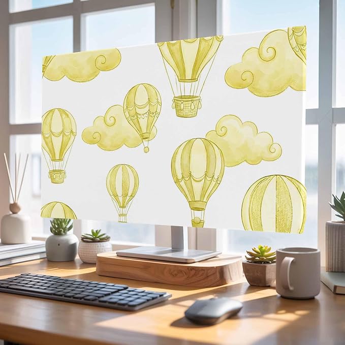 Abstract Yellow Hot Balloons Clouds Indoor TV Cover, Elastic TV Screen - Image 4