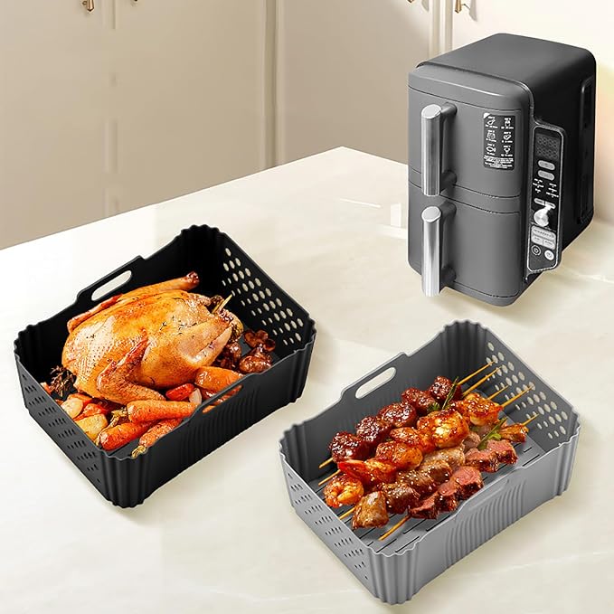 Silicone Air Fryer Liners for Ninja 10QT DoubleStack XL 2-Basket SL401 SL400 - Image 4