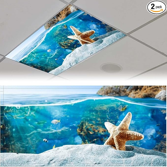 2PCS Fluorescent Light Covers for Classroom Ceiling Lights Magnetic Light Covers by Unknown
