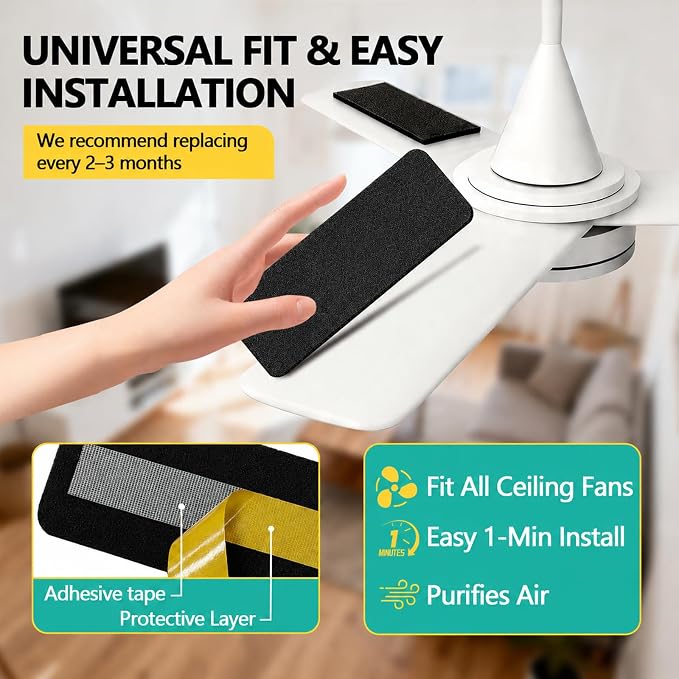 10 Pack Ceiling Fan Filters for Blades, Fan Air Purifier Pads - Image 5