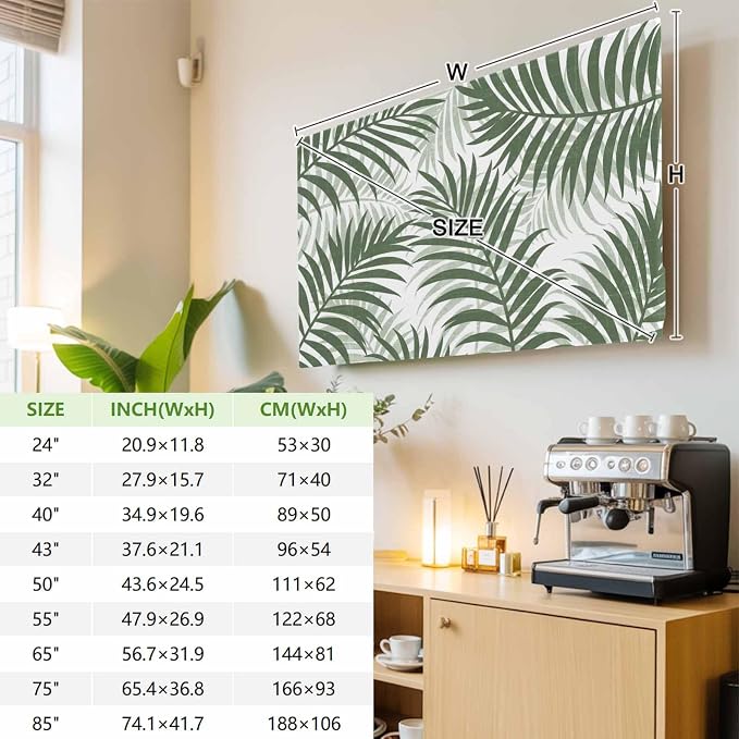 Palm Leaf Summer Forest Indoor TV Cover, Elastic TV Screen Protector Green - Image 3