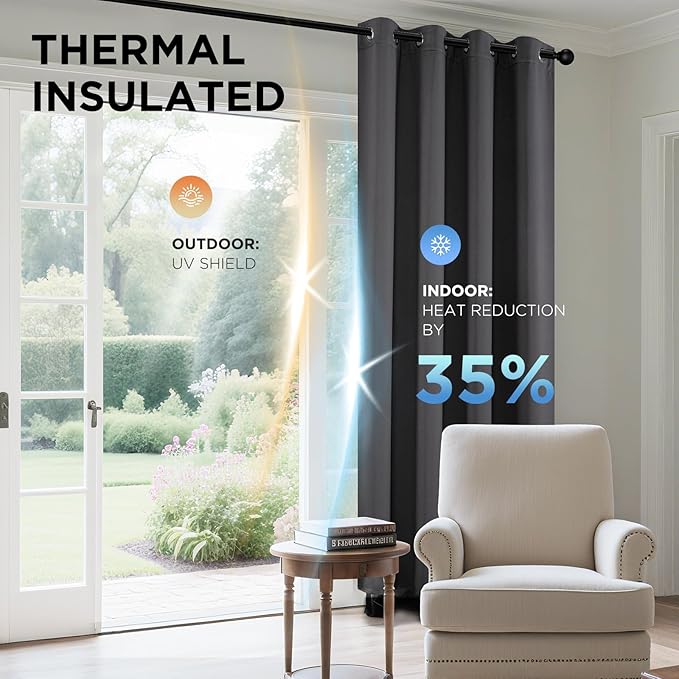 Joydeco Blackout Curtains 72 Inch Length 2 Panels Set, Thermal Insulated Long Drapes 2 Burg, Room Darkening Grommet Curtains for Living Room Bedroom Window
