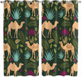 2 Panel Kitchen Cafe Curtains, Retro Desert Camel Sunlight Filtering Nature Air by Hokiten