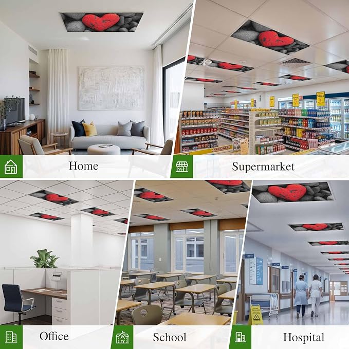 Fluorescent Light Covers for Ceiling Lights Love Heart Stone Magnetic Light - Image 6