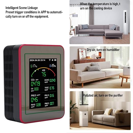 Eujgoov ZN MT29 15 in 1 WiFi Air Quality Monitor, CO2 TVOC HCHO PM2.5 PM10 - Image 2