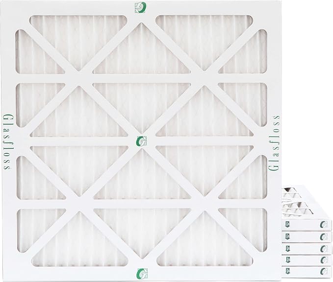 Glasfloss 25x25x1 MERV 10 Pleated Air Filters Box of 6. Actual Size: 24-1/2 x by Glasfloss