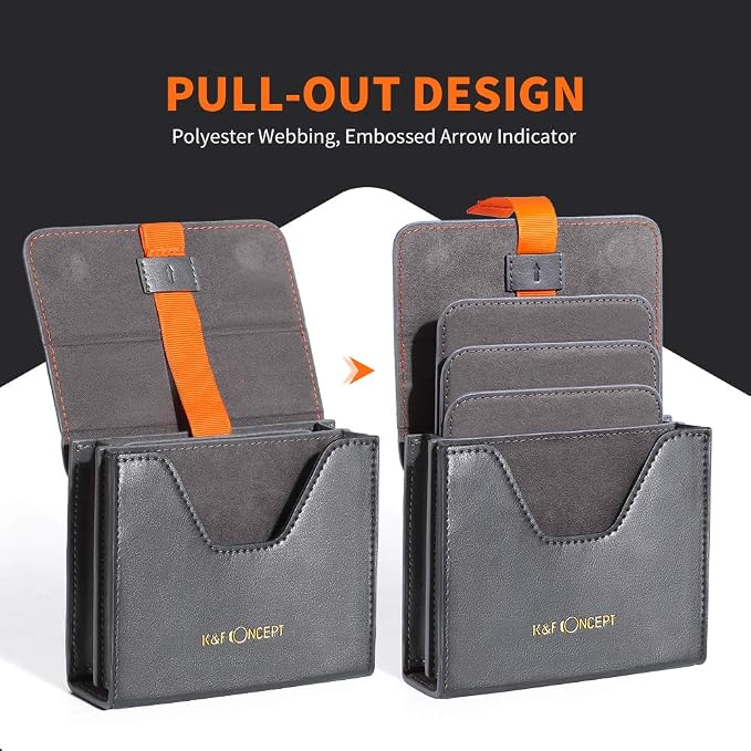 K&F Concept Lens Filter Case 4 Pocket, Leather Carrying Filters Bag Pouch - Image 5