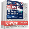 BNX 20x20x1 Air Filter MERV 13 HVAC AC Furnace Dust Pet Allergen 6-Pack | by BNX