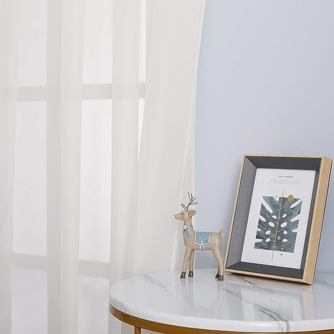 NICETOWN Beige Sheer Curtains 90 inch Length, Grommet Airy & Lightweight Chic Voile Sheer Light Filtering Window Curtains & Drapes for Bedroom/Living Room, W54 x L90, 2 Panels