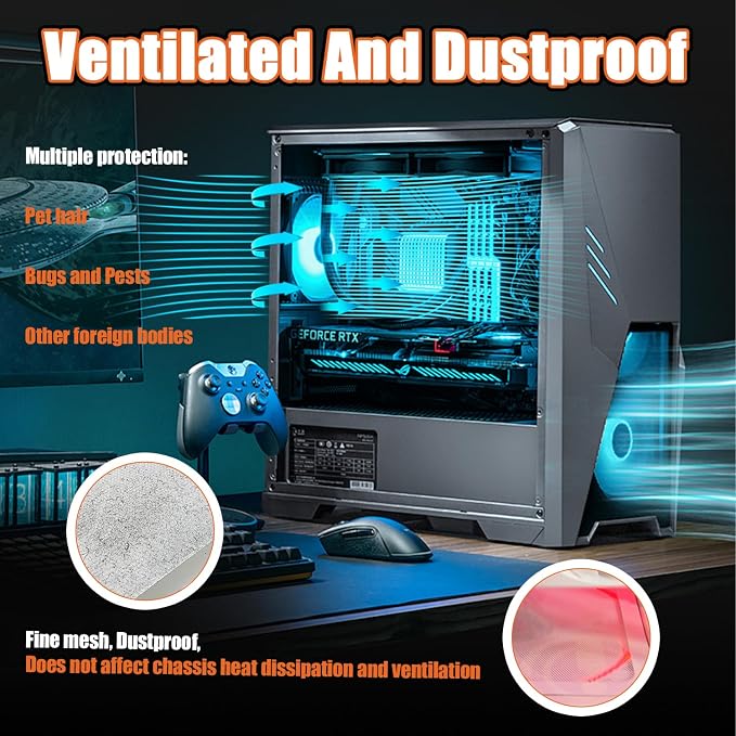2Pack 120 x 120mm Computer Fan Filter Grills Dust Mesh Magnetic Frame PC Case - Image 6