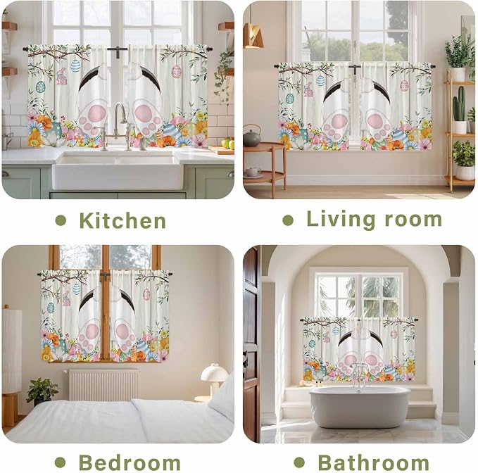 Easter Kitchen Curtains 54 Inch Long 2 Panel Set, Rod Pocket Window Curtains - Image 8