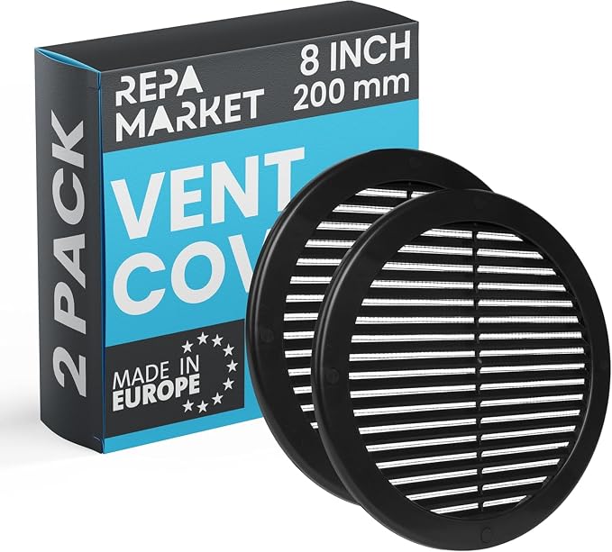 Repa Market 8 Inch Black Round Air Vent Cover by RepaMarket