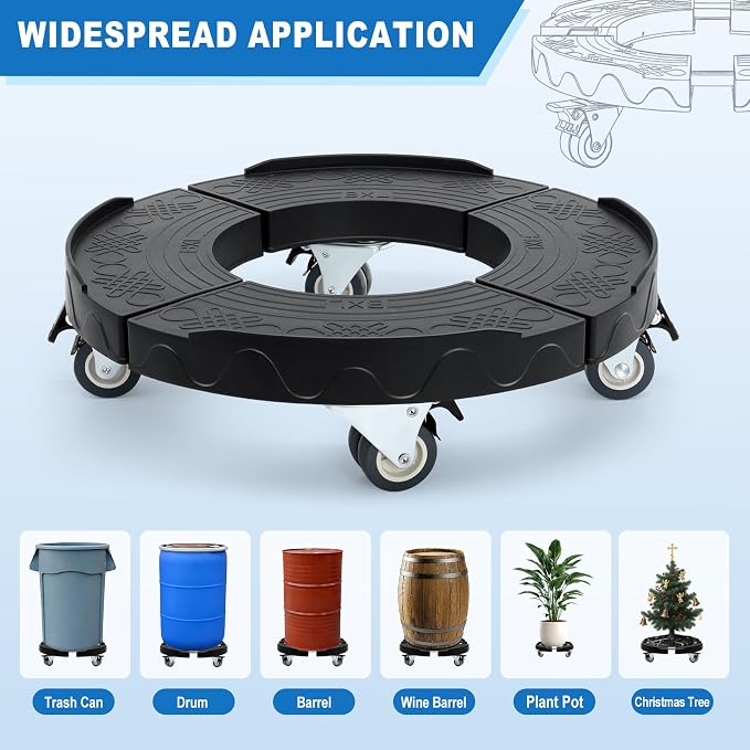W B D WEIBIDA Trash Can Dolly Wheels Adjustable 15-19 Inch Round Roller - Image 6