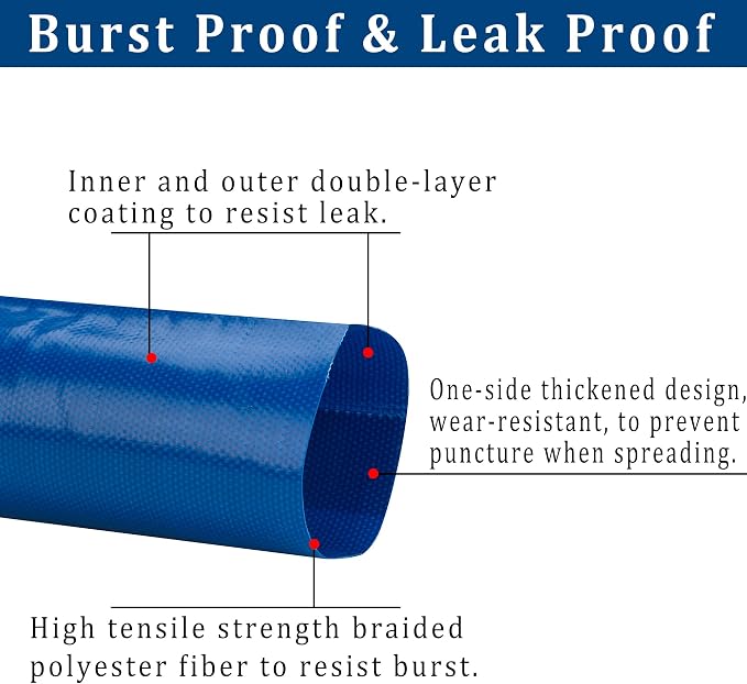 3 in x 25 ft Pool Backwash Hose Heavy Duty Drain Discharge Double PVC Lay flat - Image 3