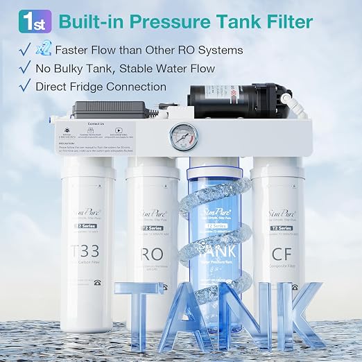 SimPure T2-600T Reverse Osmosis Water Filter System Near 0 TDS Water, NSF/ANSI - Image 2