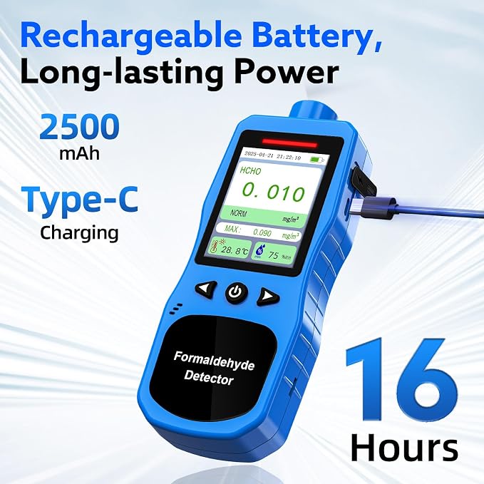 Formaldehyde Detector, Rechargeable HCHO Monitor - Image 4