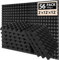56 Pack Acoustic Foam Panels, Soundproofing Noise Absorbing Pyramid Black Panels by Saiqiang