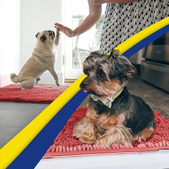 Muddy Mat® | Super Absorbent Door Mat Indoor, Microfiber Quick Dry Chenille Entryway Rug, Non-Slip Front Door Mat, Indoor Mats for Entryway, Machine Washable Pet Rug, Red 35"x24"