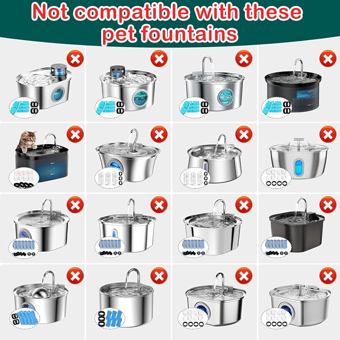 Cat Water Fountain Filter, 24 Pack Replacement Filters - Image 3