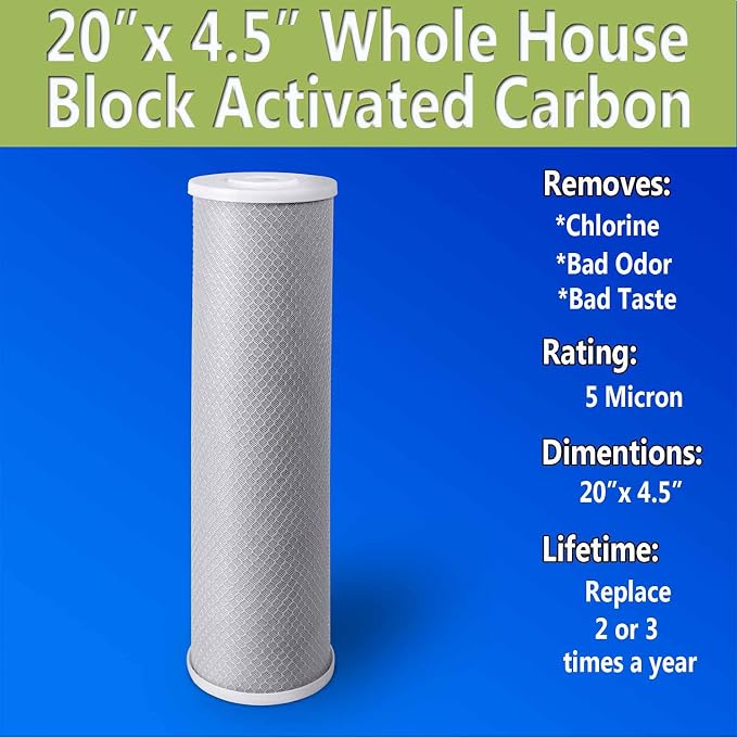 High Capacity Coconut Shell Carbon Block Water Filter 5 Micron Cartridge 4.5" x - Image 5