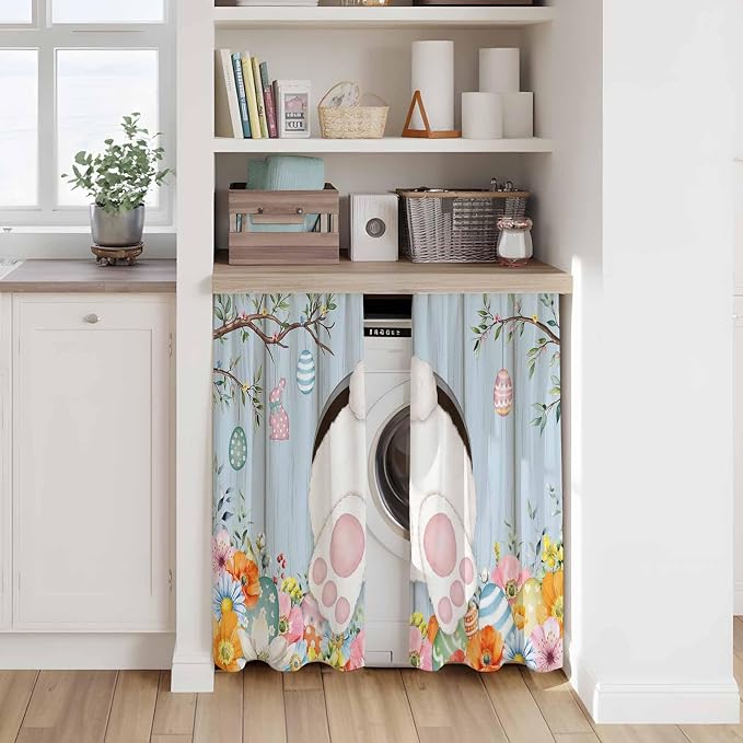 Easter Kitchen Curtains 45 Inch Long 2 Panel Set, Rod Pocket Window Treatment - Image 7
