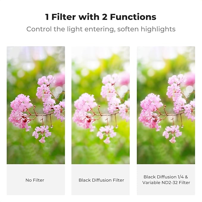 K&F CONCEPT 55mm Black Diffusion Mist 1/4 & Variable ND2-32 in-1 Filter - Image 3
