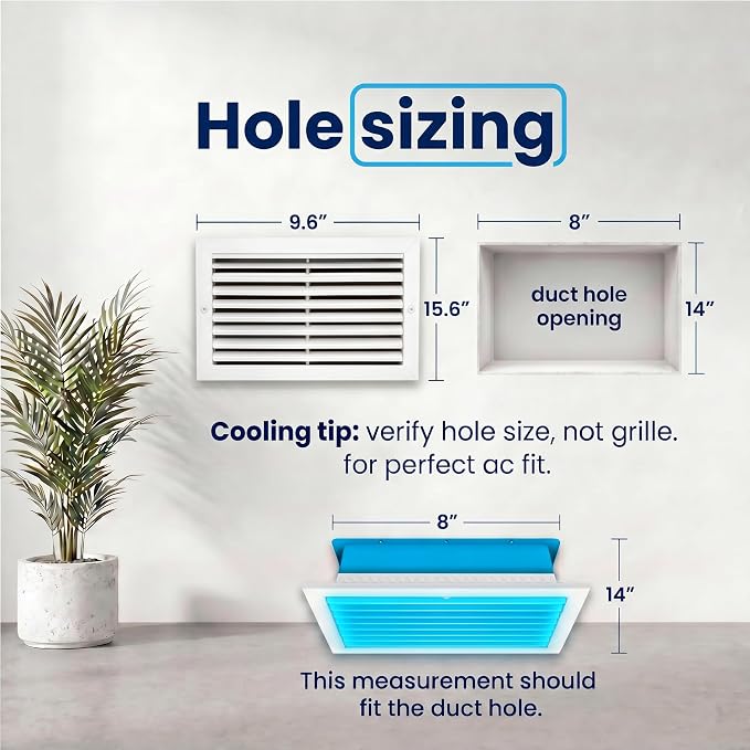 Aluminum 1-Way Air Supply Vent Register 8x14 Wall Ceiling HVAC Cover Quiet - Image 3
