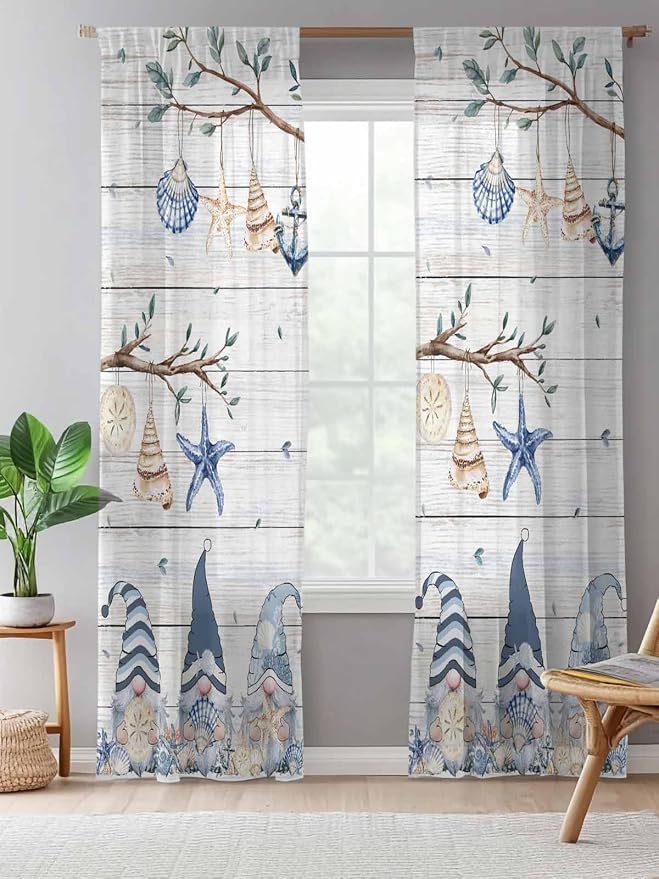 Sheer Curtains 96 Inches Long, Coastal Eucalyptus Semi Sheer Curtains Light - Image 5