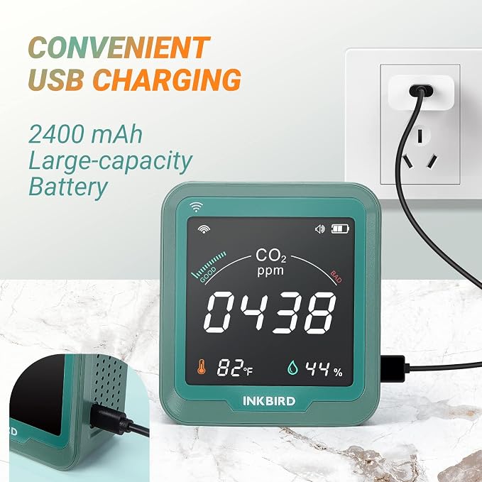 INKBIRD WiFi Air Quality Monitor Indoor Battery Powered | Smart NDIR Sensor and - Image 6