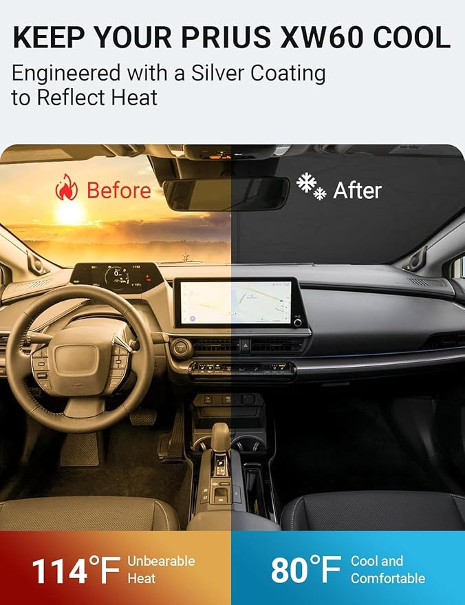 Proadsy Windshield Sun Shade for Toyota Prius 2023 2024 2025 2026 4-Layer - Image 2